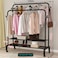 Uujuly Clothes Drying Rack, 120x59x155cm 2 Layers Clohtes Hanger Racks with 2 Layers Shoe Racks(Black)