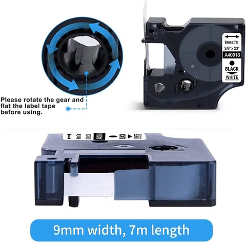 4 Pack Label Replace compitable labels for DYMO D1 Label Tape Refill 40913 9mm x 7m Black on White, S0720680 Standard Label Maker Tape for LabelManager 160 210D 260P 450D