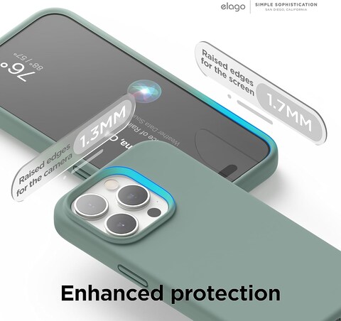 elago Liquid Silicone for iPhone 15 Pro MAX case cover Full Body Protection, Shockproof, Slim, Anti-Scratch Soft Microfiber Lining - Midnight Green