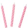 Party Time Light Pink Striped Spiral Birthday Candles w/ Holder Cake Decoration Party Supplies, 24 Counts Per Pack