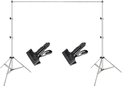 Coopic 2X3m Heavy Metal Steel Photo Video Studio Background Stands Adjustable Photography Video Muslin Backdrop Support With 2 Clamps