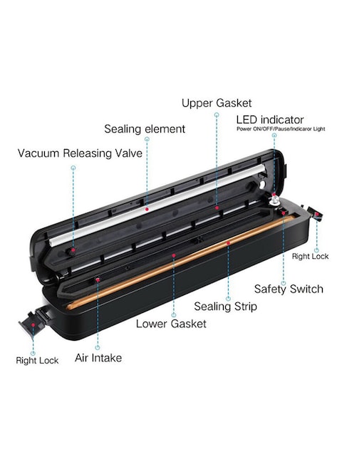 Generic Automatic Small Portable Food Vacuum Sealer H76UK Black