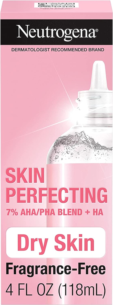 Neutrogena Skin Perfecting Daily Liquid Facial Exfoliant With 7% Aha/Pha Blend + Ha To Smooth, Exfoliate &amp; Replenish Dry Skin, Leave-On Face Exfoliator, Oil- &amp; Fragrance-Free, 4 Fl. Oz