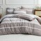 Luna Home Single Size 4 Pieces, Light Brown Stripe Design Bedding Set