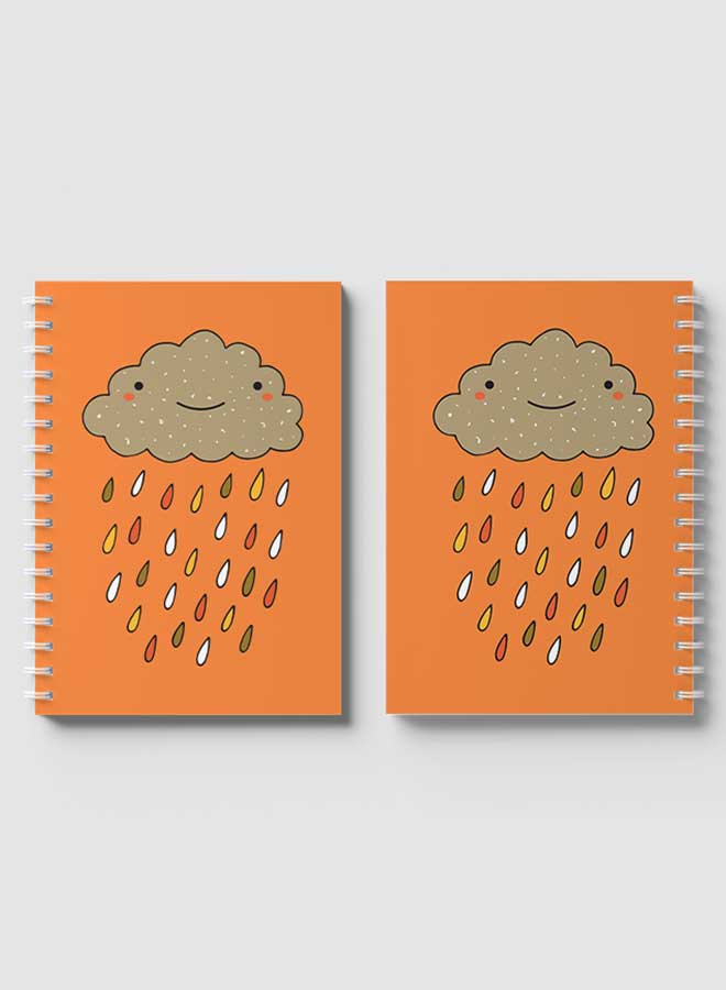 Lowha Spiral Notebook With 60 Sheets And Hard Paper Covers With Cloud &amp; Rain Design, For Jotting Notes And Reminders, For Work, University, School