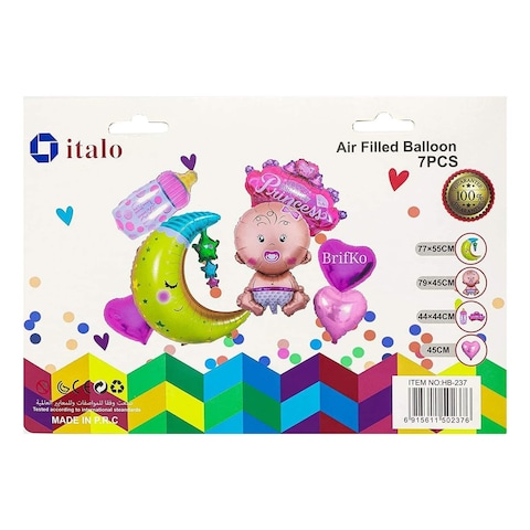 Italo Princess Air Filled Balloon Set Pink HB-237 7 PCS