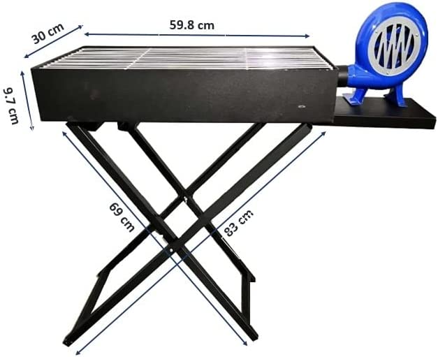 Large Barbeque Grill Stand with Blower Fan (Black)