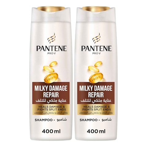 Pantene Pro-V Milky Damage Repair Shampoo 400ml Pack of 2