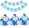 Party Time 31-Pieces Set of Blue Happy Birthday Banner &amp; 30pcs 12" Blue Silver White Latex Balloons For Birthday Party Decoration - Party Supplies