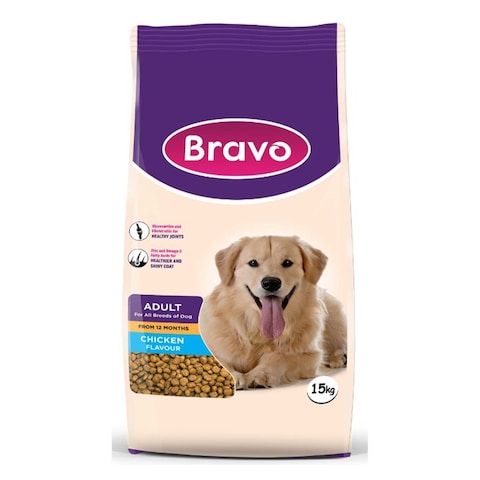 Bravo Chicken Flavour Adult Dog Food 15Kg