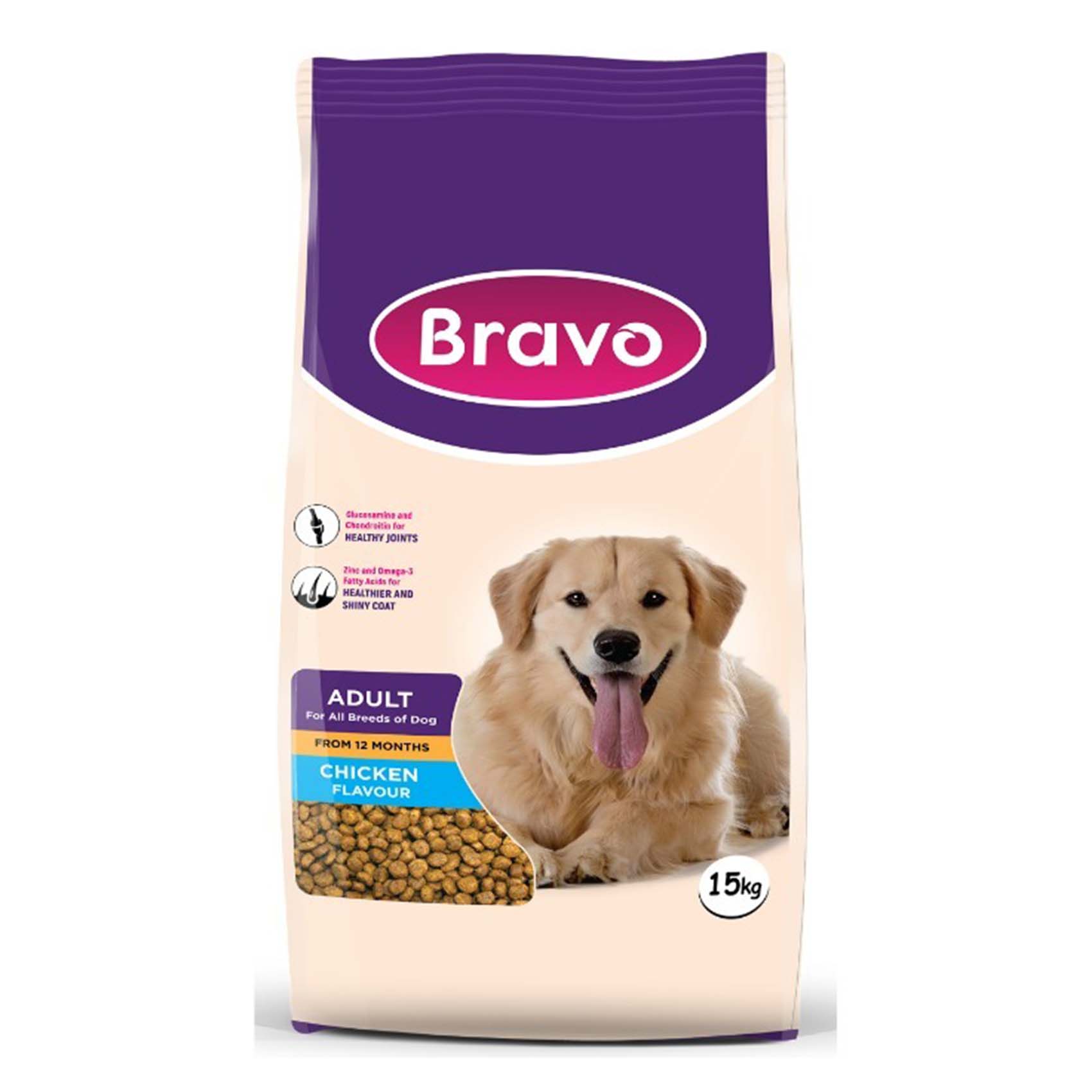 Bravo Chicken Flavour Adult Dog Food 15Kg