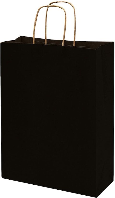 Markq Black Paper bags with handles 27 x 22 x 11 cm Large Kraft Gift bags for Birthday Party Favors, Weddings, Retail, Baby Shower (12 Bags)