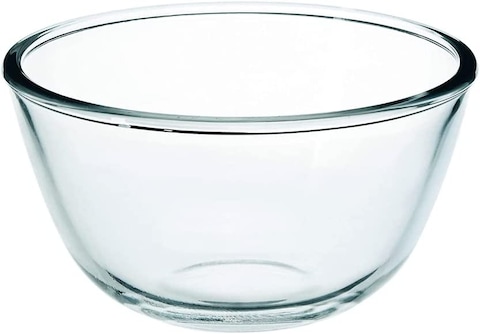 Royalford Glass Mixing Bowl RF11233, 2.7L Transparent Mixing And Serving Bowl Suitable For Snacks, Salads, Noodles, Multicolor