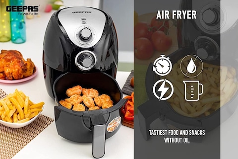 Geepas Gaf37521, 1300W Air Fryer With Rapid Air Circulation System, 2.5L Capacity, Black