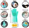 ZALCOON Dishwashing Green Gloves 1 Pair Silicone Sponge Kitchen Accessories Dish Scrubber and Protective Gloves Reusable, Waterproof Household Cleaning Tools Bathroom Brush, Car Cleaning Supplies