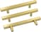 Goldenwarm 5In(128mm) Cabinet Pulls Gold Hardware Knobs 5Pack, Ls1212Gd128 Brushed Brass Square T Bar Drawer Kitchen
