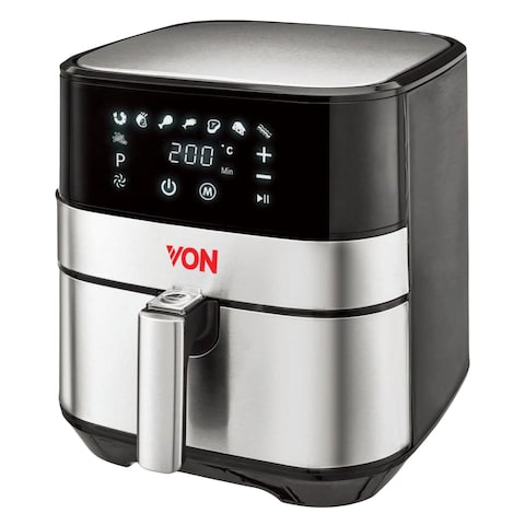 Von VSYA55MTX Air Fryer 1700 Watt Silver And Black 5.5L