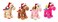 Bundle items - Beige camel + Brown camel + Pink camel + Dark Pink  camel with Santa hat, size 25cm.

