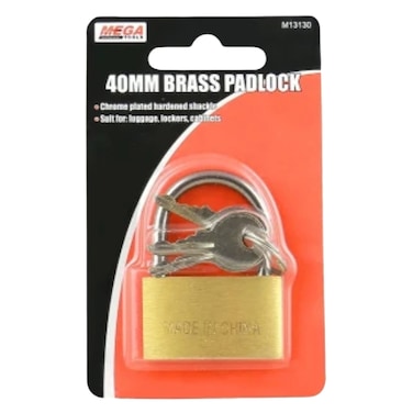 قفل نحاسي من ميجا تولز 13130 40 ملم ذهبي وفضي