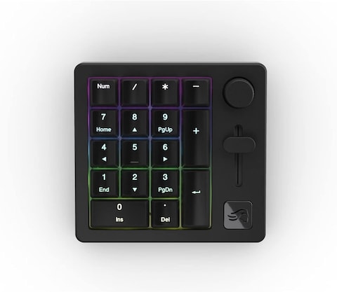 Glorious Gaming GMMK Macro Numpad - Wired Or Bluetooth-Wireless, Premium Aluminium, Customisable, Programmable Slider &amp; Rotary Knob, RGB, Linear Switches, 18X ABS Doubleshot Keycaps - Black Slate