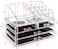 Uaejj Clear Acrylic Cosmetic Organizer Makeup Holder Display Jewelry Storage Case 4 Drawer For Lipstick Liner Brush Holder