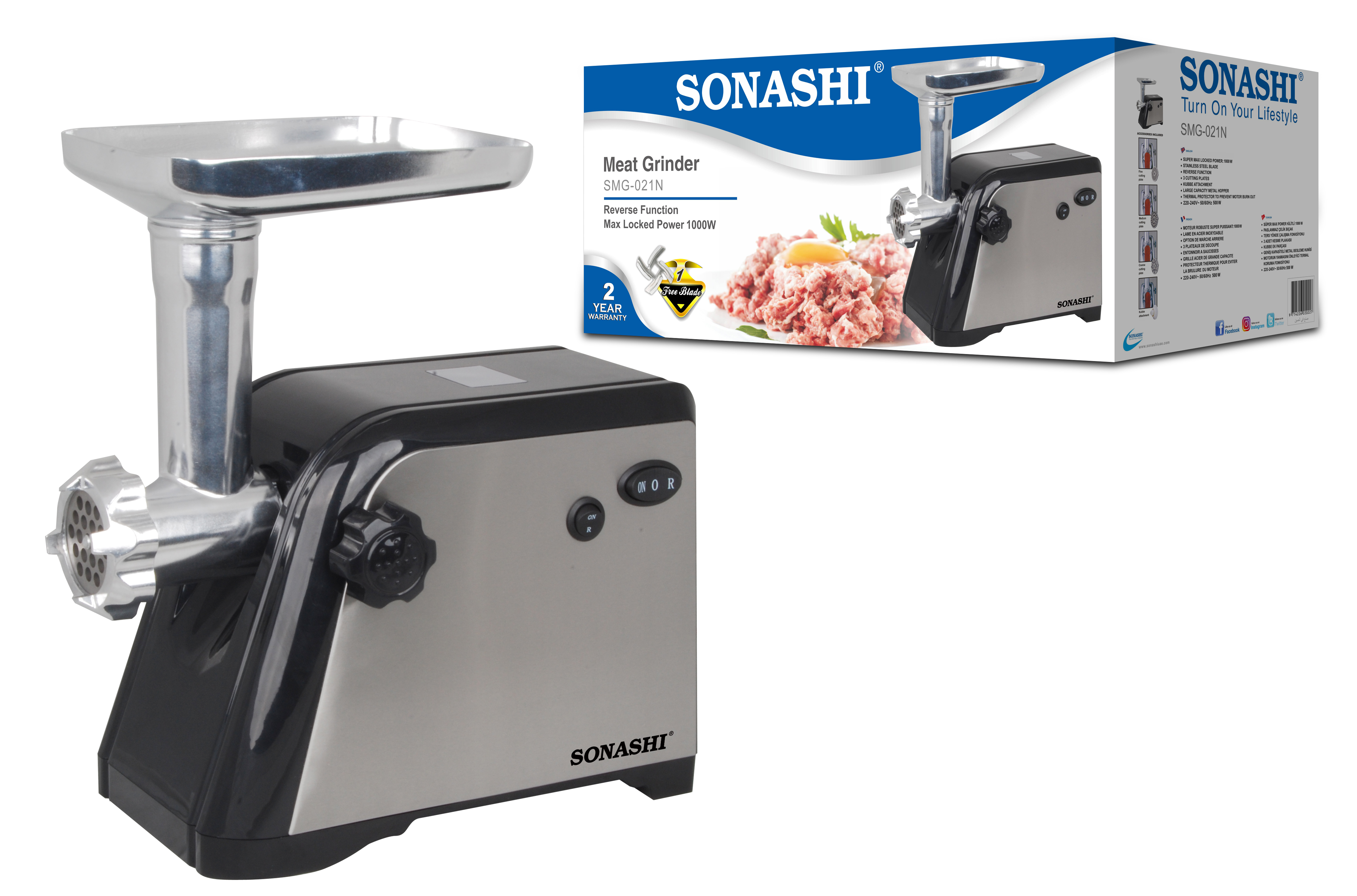 Sonashi Meat Grinder 500W SMG-021N Silver/Black