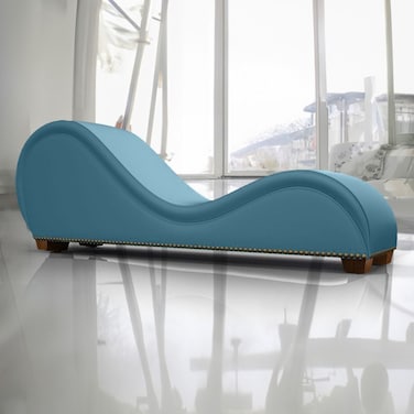 In House Romantic Chaise Longue Luxury And Romantic Design Sofa With Bed Mode Of Velvet Fabric With Lower Decorative Brown Buttons - Dark Turquoise