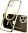 MARGOUN for iPhone 13 Pro 6.1 inch Case Compatible with Magsafe Magnetic Wireless Charging Case Clear designed Crystal Cover (Gold)