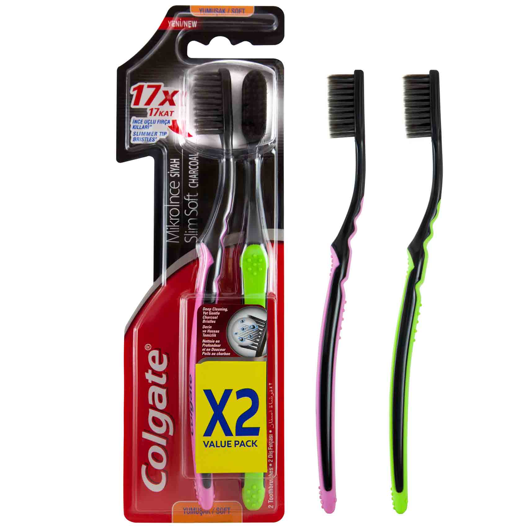 Colgate Toothbrush 17x Charcoal Infused Slim Soft 2 Pieces product thumbnail 3