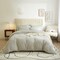 Luna Home Washable Cotton 6 Piece King Size Duvet Cover Plain Design, Plain Light Gray Color