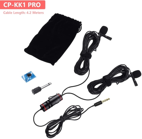 COOPIC CP-KK1 Pro Dual Lavalier Omni-directional Lavalier Mic Lapel Clip-on Condenser Microphone for Camera, DSLR, laptop, Guitar, interview, YouTube, Rap, and Vlog