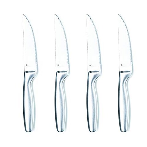 Gourmet Settings Steak Knife Set of 4, Stainless Steel Serrated Knives Dishwasher Safe/Rust Proof Dinner Cutlery Blade, Professional Kitchen Set