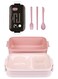 Lunch Box for Adults &amp; kids with 2 Compartments portion &amp; 2 Dividers and cutlery set Pink Color