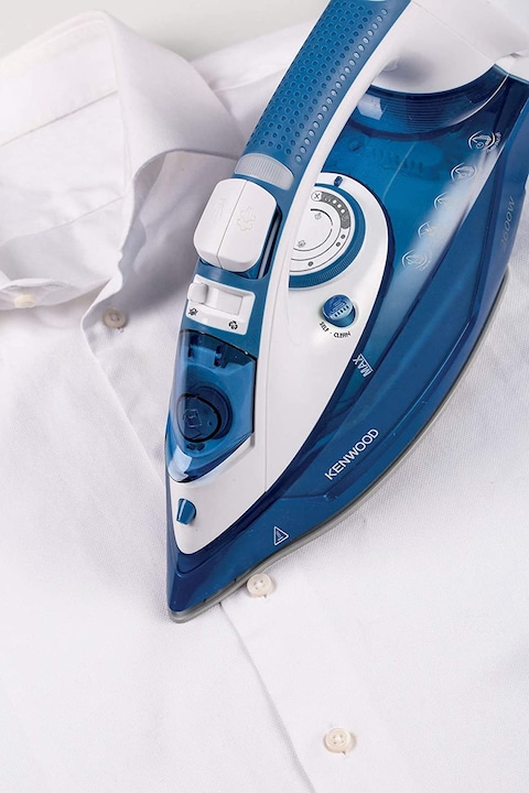 Kenwood Steam Iron 2600W With Ceramic Soleplate, Auto Shut-Off, Anti-Drip, Anti-Calc, Self Clean, Continuous Steam, Steam Burst, Spray Function Stp75.000Wb, White/Blue