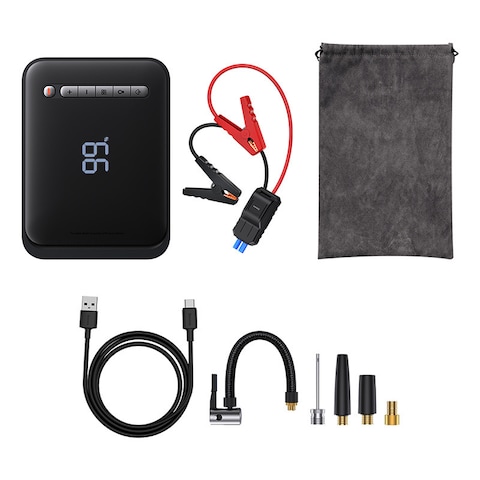 2-in-1 Jump Starter with Air Compressor &amp; Power Bank, 1000A Peak, 8000mAh Battery, LED Display for Battery &amp; Tire Pressure, 150PSI Tire Inflator, Supports Up to 4.0L Gas/2.5L Diesel, Fast Charger 3.0.
