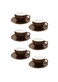 Liying 12Pcs Porcelain Cups And Saucers Set - Brown Colour Coffee Set - 90Ml Cup 6Pcs And Saucer 6Pcs Set For Idle Turkish Coffee, Espresso, Cappuccino