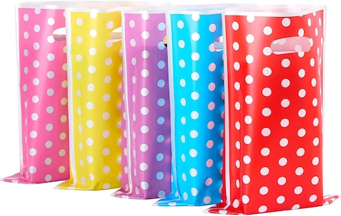 My Party Time Plastic Favor Bags Assorted Colors 50 Pcs (Cute Dots)