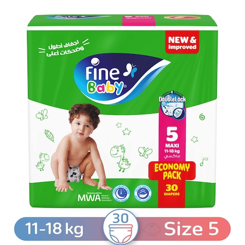 Fine Baby Diapers - Size 5 - 11-18kg - Maxi - 30 Diapers