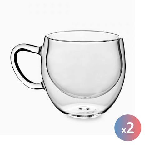 Zinnia Double Glass Tea Cup Set - 250ml - 2 Cup