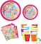 Party Time 48-Pieces Pink Happy Birthday Party Pack 9" Dinner Paper Plates , 7" Dessert Paper Plates, 9 oz Cups, 2 Ply Napkins - Happy Birthday Party Tableware Set - Colorful Candies &amp; Lollipop Design