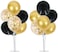 Party Time 2 Table Balloon Stand Kit 27.6" Height Balloon Sticks Holder with 16pcs Gold, Black Latex &amp; Confetti Balloons for Birthday Anniversary Wedding Party Bridal Baby Shower Decorations