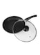 Royalford Non-Stick Fry Pan With Lid Maroon/Black/Clear 26Centimeter