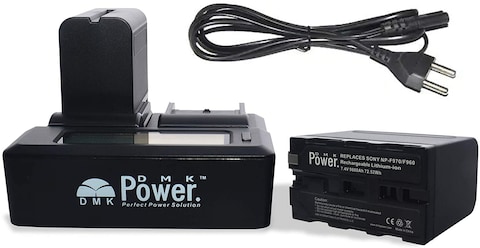 DMK Power NP-F970 Camera Battery and Digital Dual Charger 9800mAh for Sony PXW-Z150 NEX-EA50M FDR-AX14K HDR-AX2000 FX1 FX7 FX1000 HVR-V1U Z1U Z5U Z7U NX5U MC2000U MC2500 NX100 Camcorder
