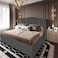 In House Shumt Velvet Bed Frame - King - 200x200 cm - Dark Gray