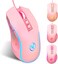 61keys wired luminous keyboard set luminous gaming mouse office game keybaord spot (Pink)