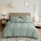 Luna Home Washable Cotton 6 Piece King Size Duvet Cover Plain Design, Plain Green Color