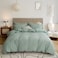 Luna Home Washable Cotton 6 Piece King Size Duvet Cover Plain Design, Plain Green Color