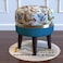 Wooden Twist Flank Puffy Ottoman Stool For Living Room ( Beige &amp; Blue )