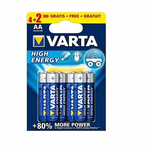 Varta Alkaline Hight Energy AA Batteries - 6 Pieces