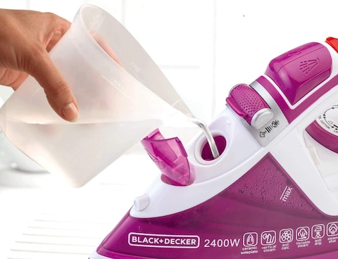 Black+Decker 2400W Steam Iron with Auto Shutoff and Ceramic Soleplate, Magenta - X2450-B5, 2 Years Warranty